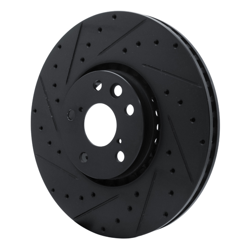 Lexus GS350 Brake Rotor (1) - Left Front - R1 Concepts - Drilled & Slotted - Black - `06-`20